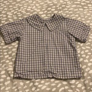Hand made button back plaid collar shirt